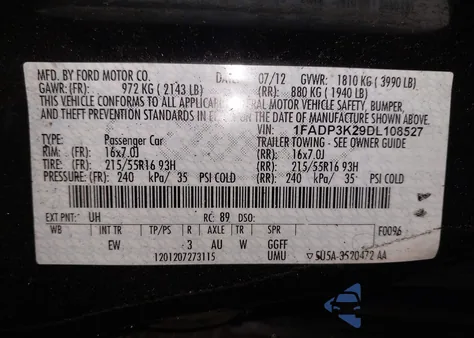 2013 Ford Focus Se from USA, damaged, VIN 1FADP3K29DL108527